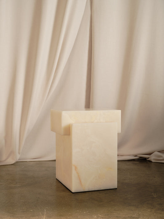 Stacked Side Table - floor stock - white onyx
