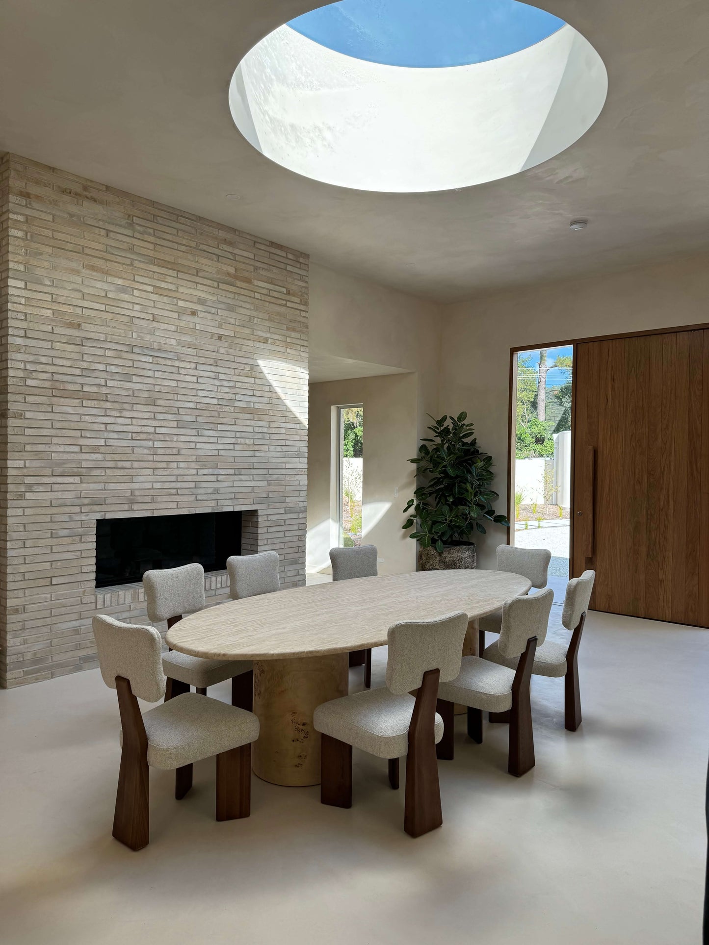Offset Dining Table - travertine