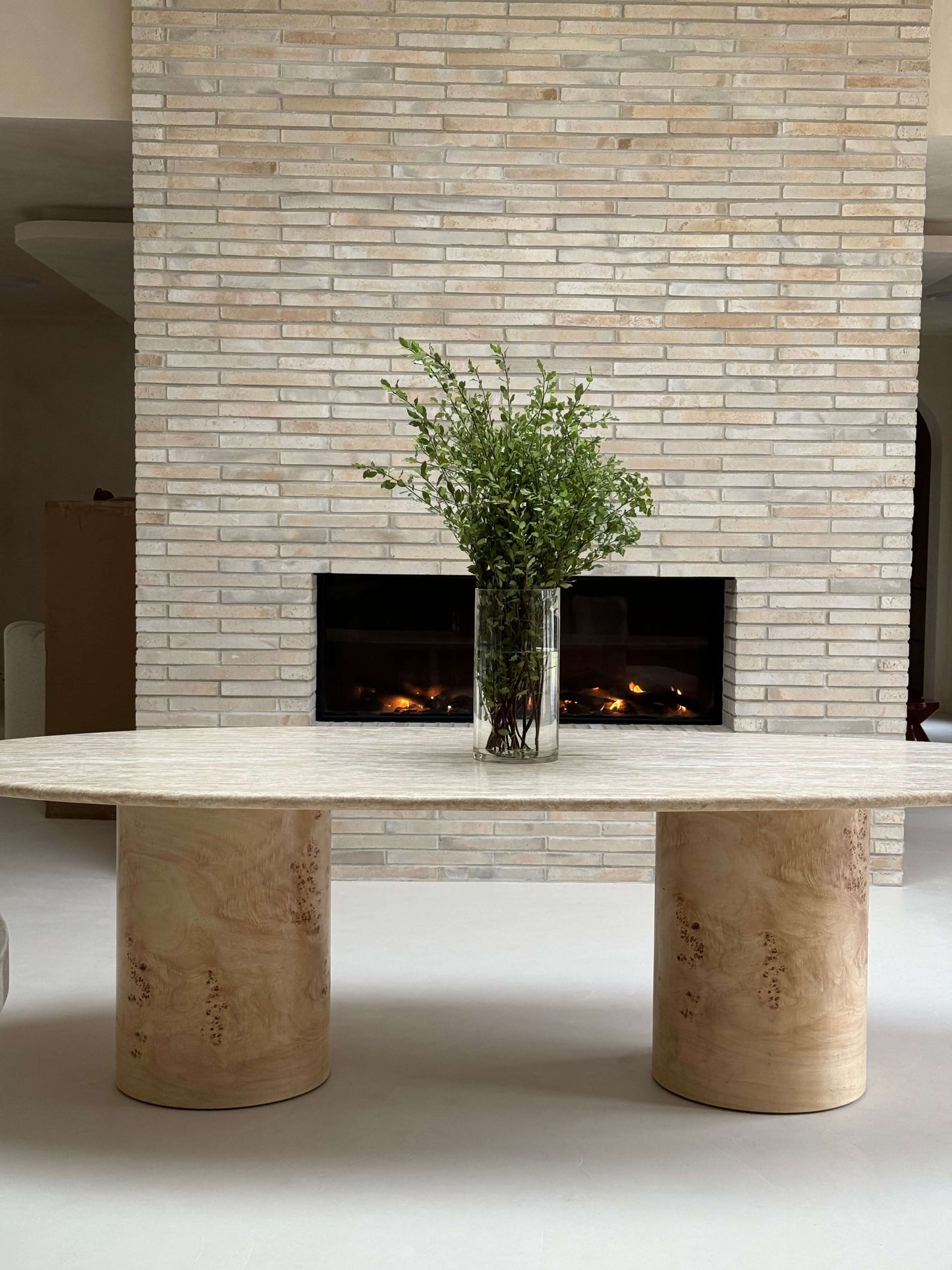 Offset Dining Table - travertine