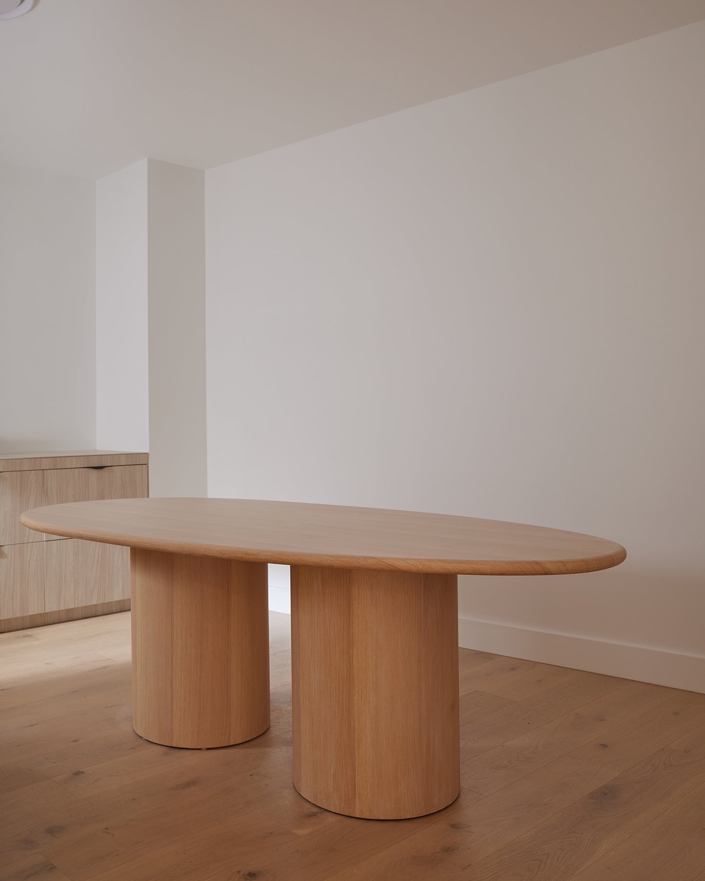 Offset Dining Table - travertine