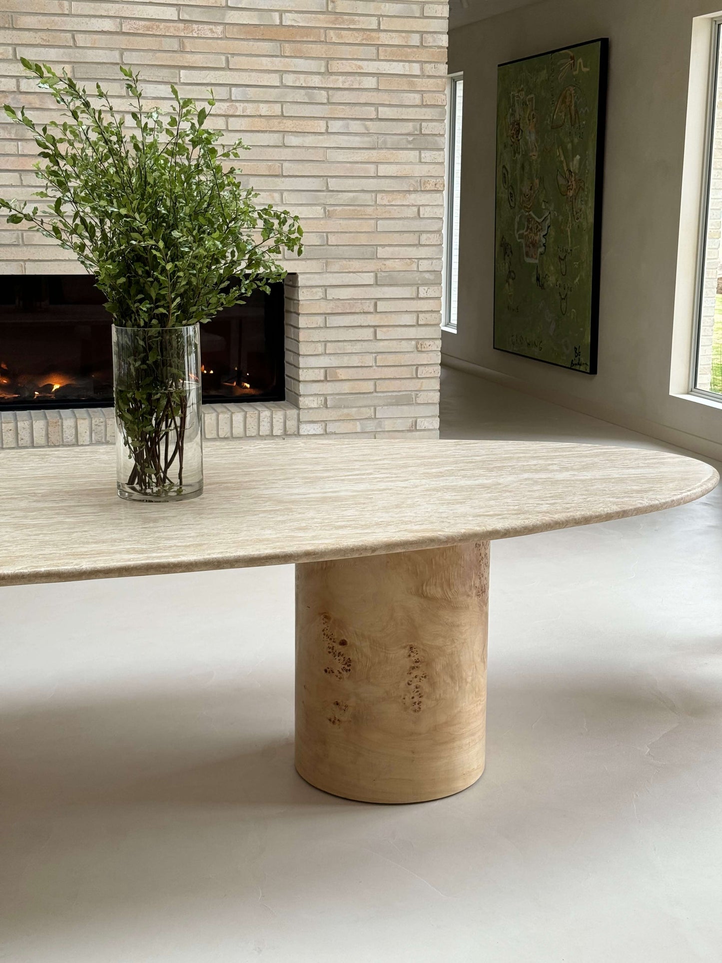 Offset Dining Table - travertine