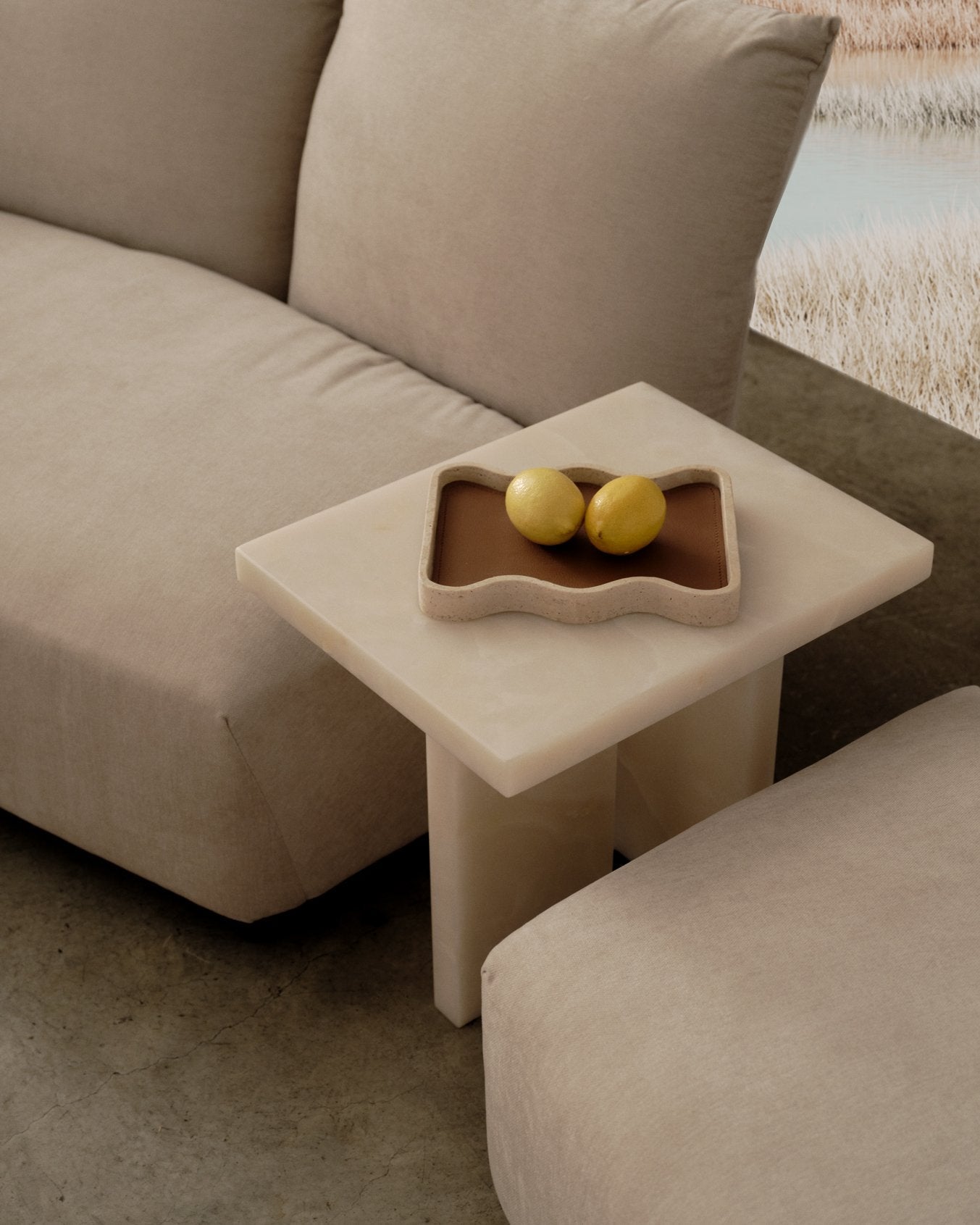 T Side Table - floor stock - white onyx