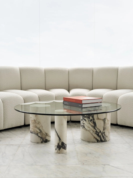 Trio Column coffee table in glass