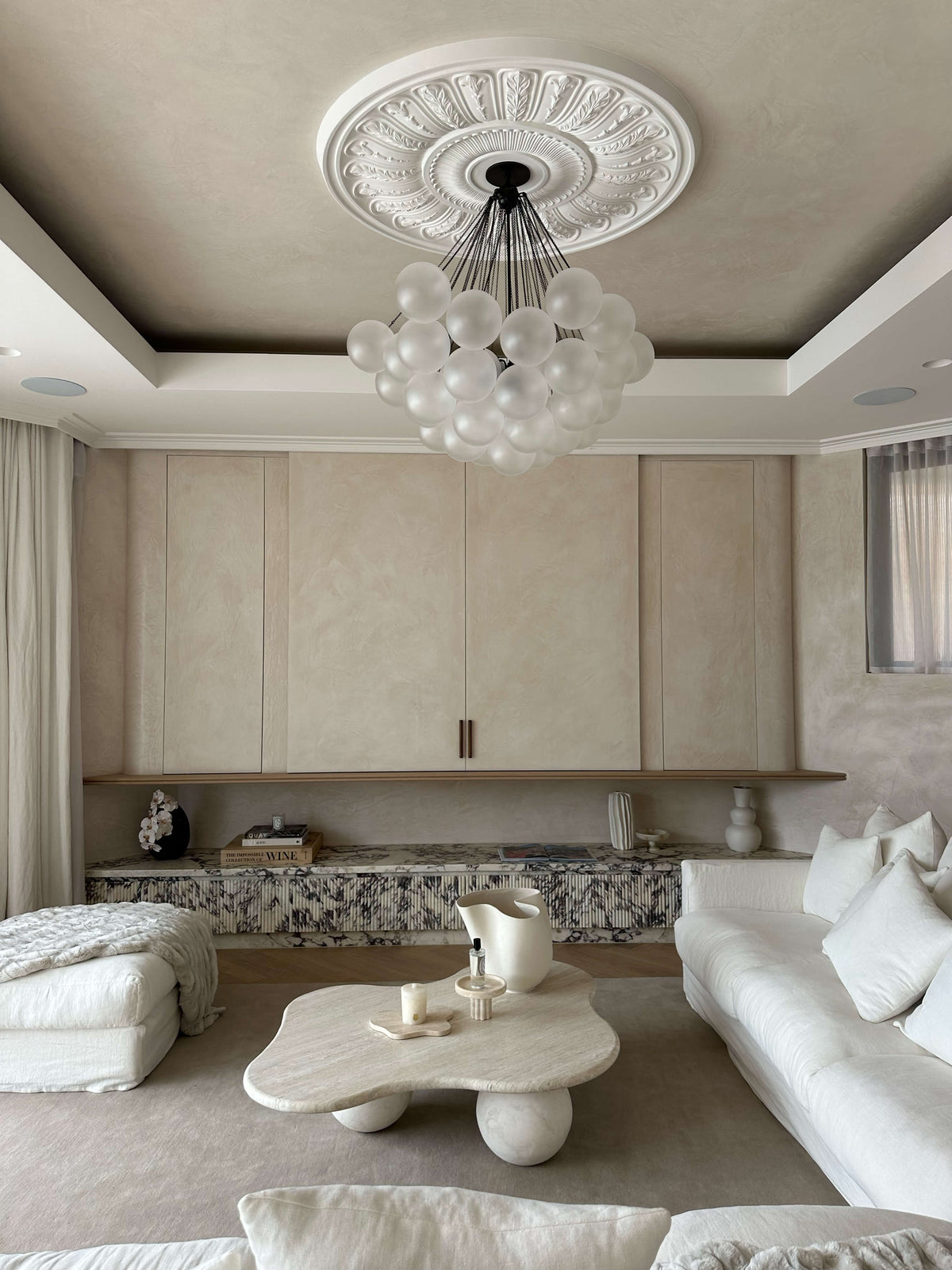 Blob Coffee Table in Bianco travertine