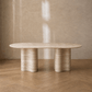 Ripple Dining Table travertine front view | Sculptural column base dining table | fform