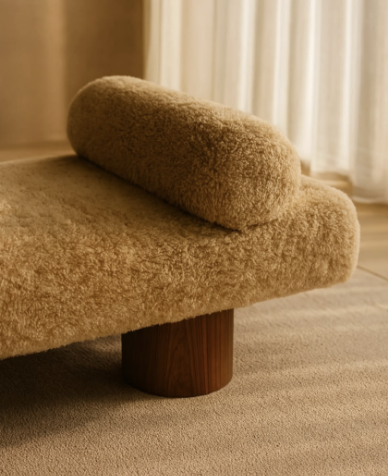 Shearling-look daybed with bolster cushion, fform
