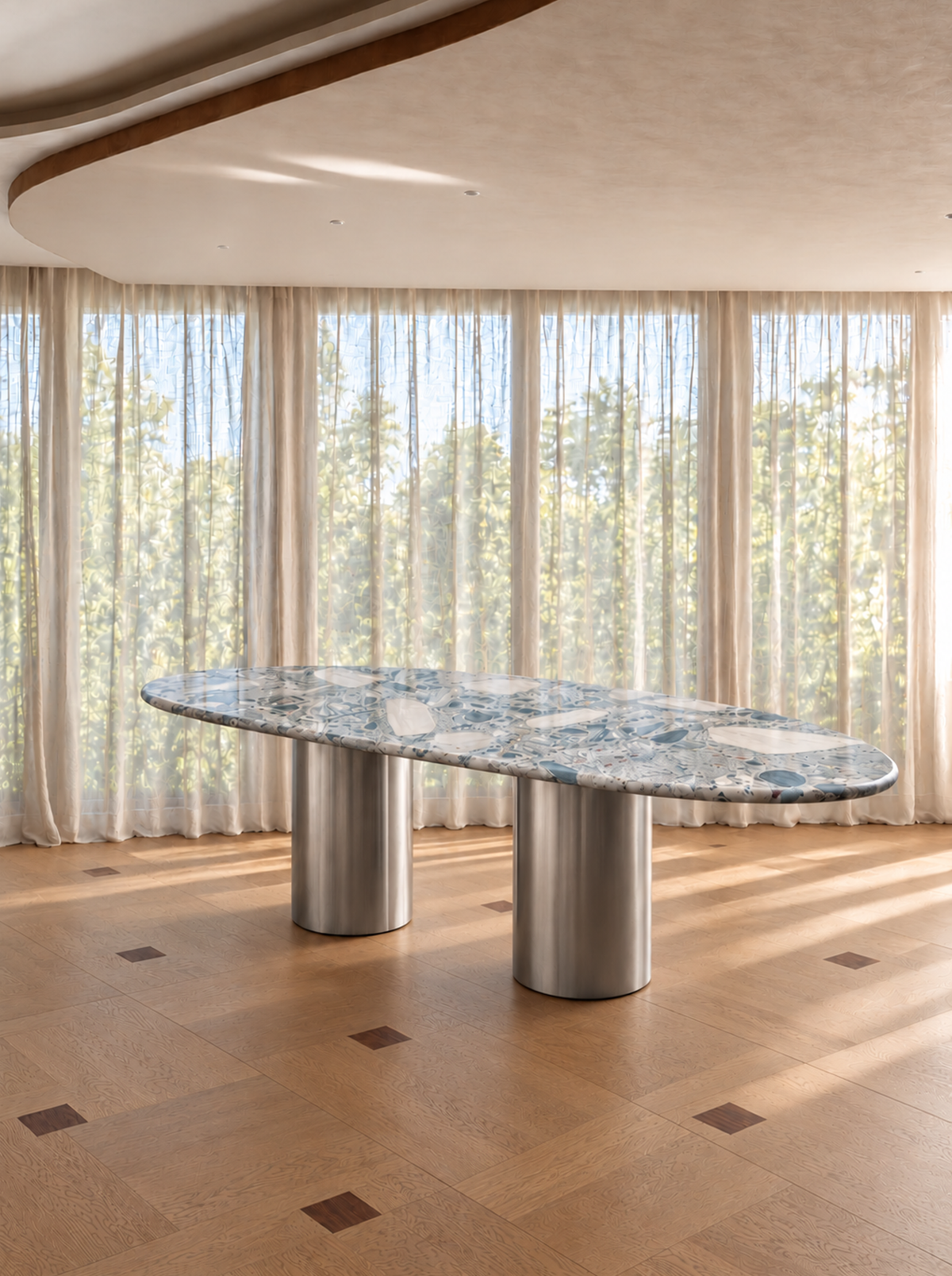 Offset Dining Table - stone fform