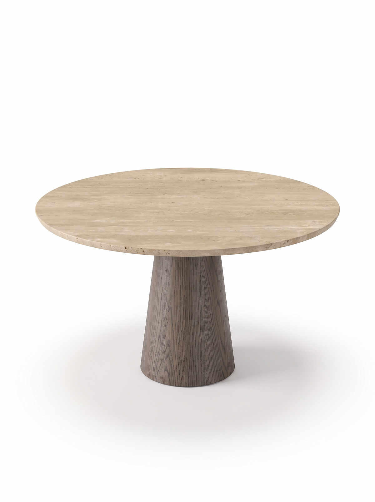 Alma Dining Table in Travertine Creama and Oak Dark
