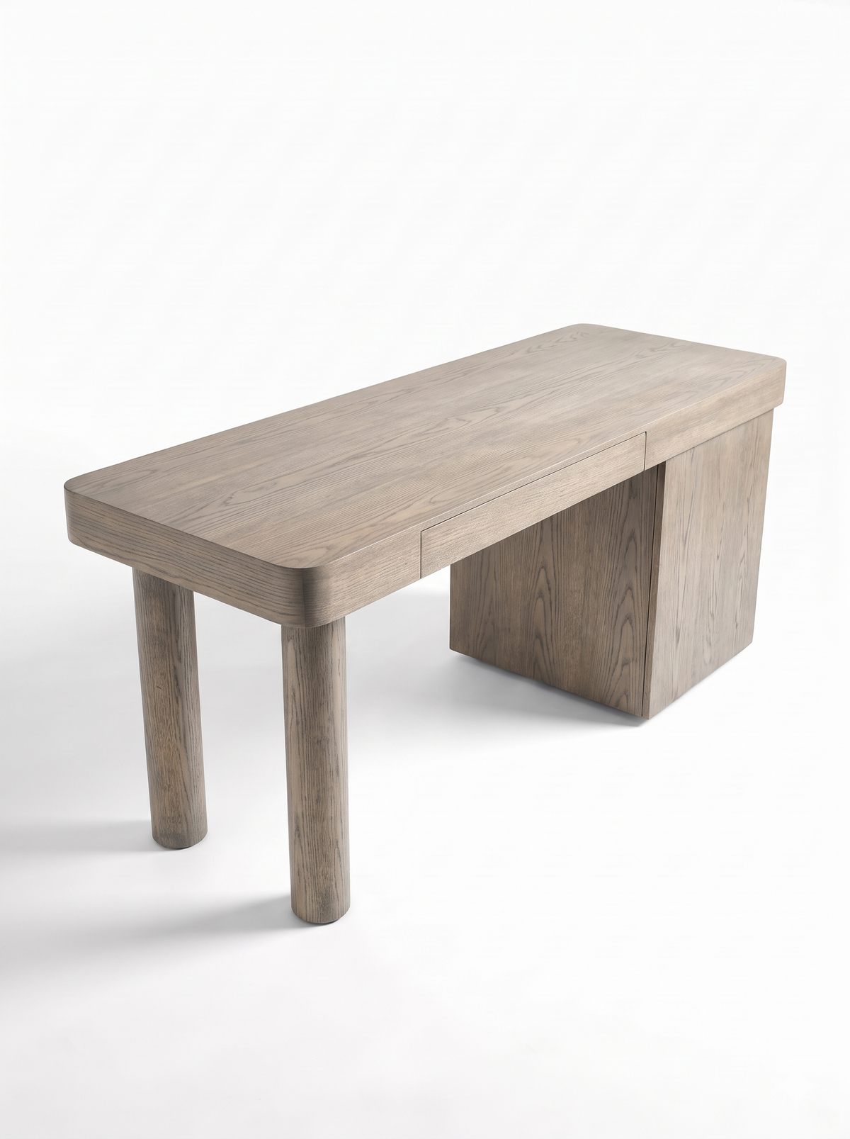 Facet Desk in Oak and Silver