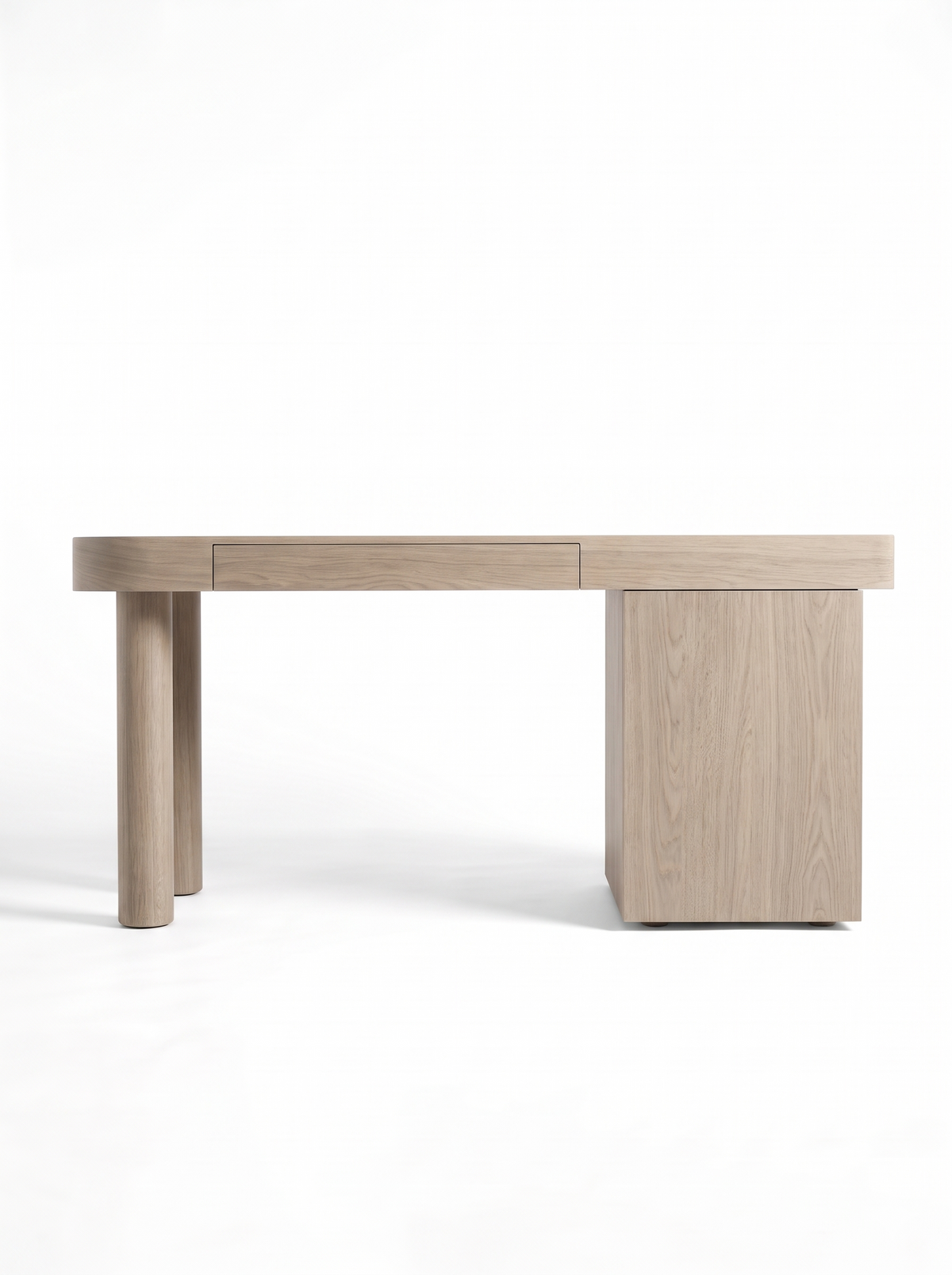Facet Desk in Oak and Silver, second view
