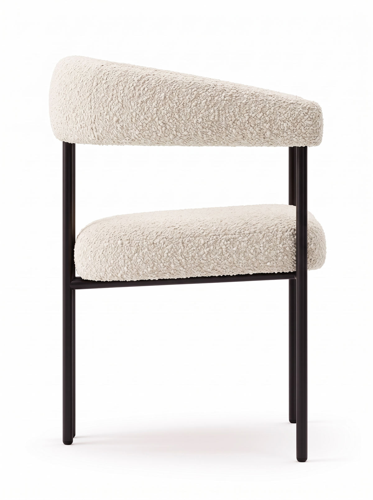 Hoop Dining Chair - Boucle Ecru and Black, side