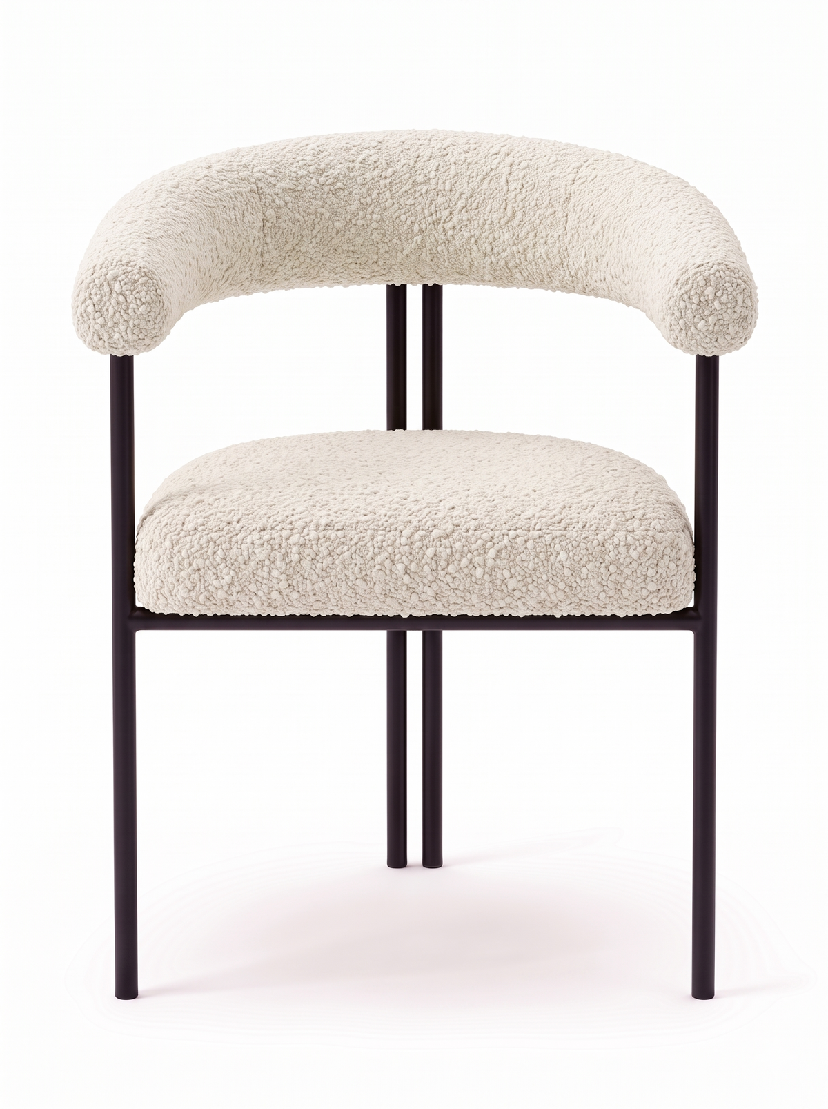 Hoop Dining Chair - Boucle Ecru and Black, front