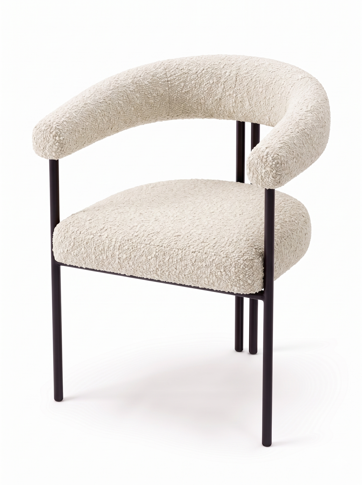 Hoop Dining Chair - Boucle Ecru and Black, hero