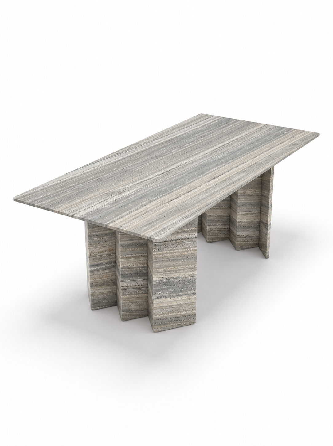Ribbon Dining Table in Silver Travertine