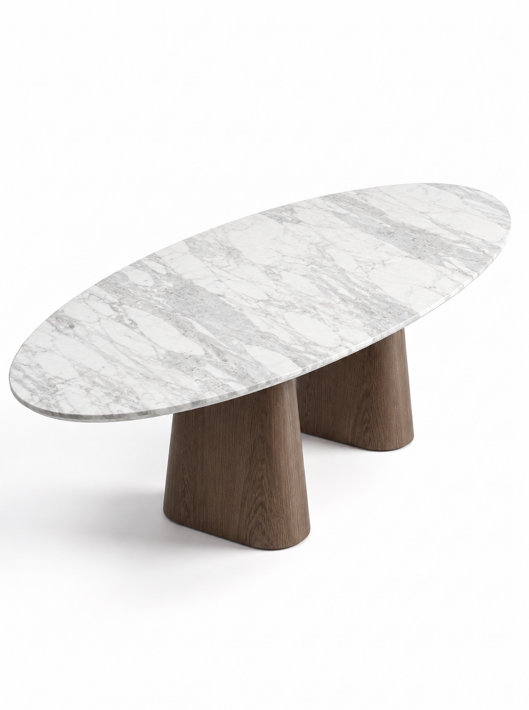 Duet Dining Table in Volakas with Oak Dark