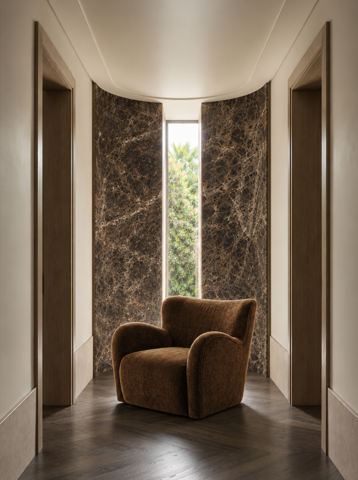 Plume Armchair in Kariega Ochre, in situ