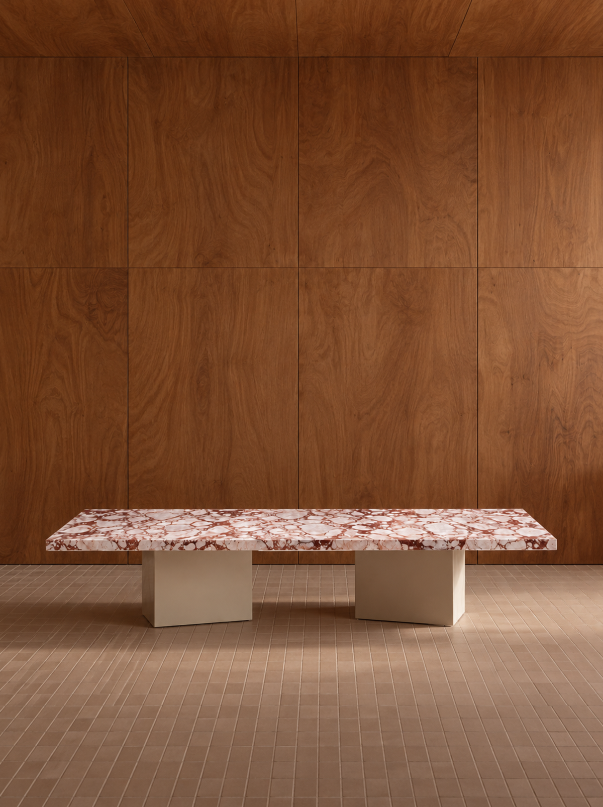 Petra Coffee Table in Turkish Rosa with 2PAC Stone, in situ