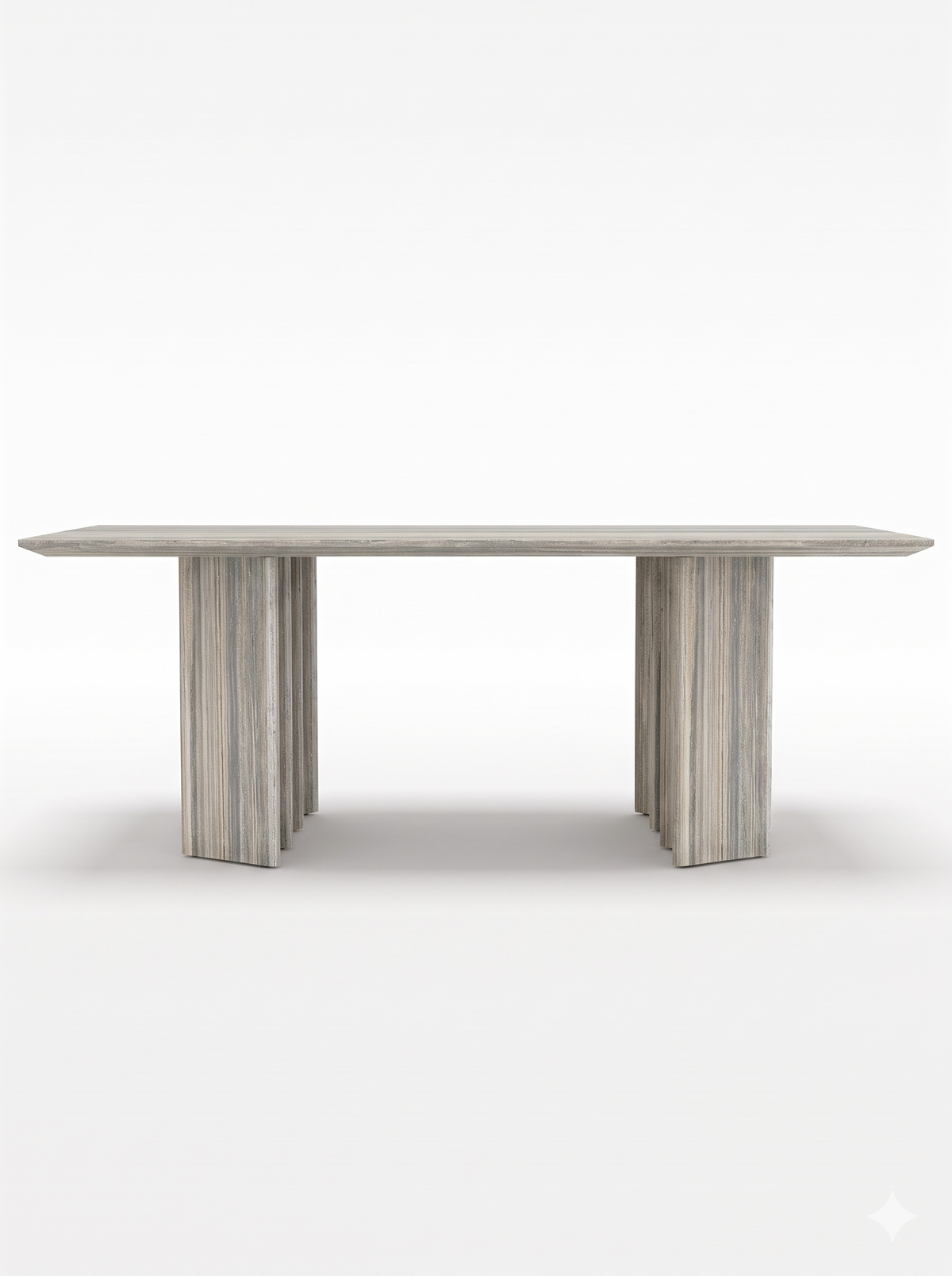 Ribbon Dining Table in Silver Travertine, front, second view