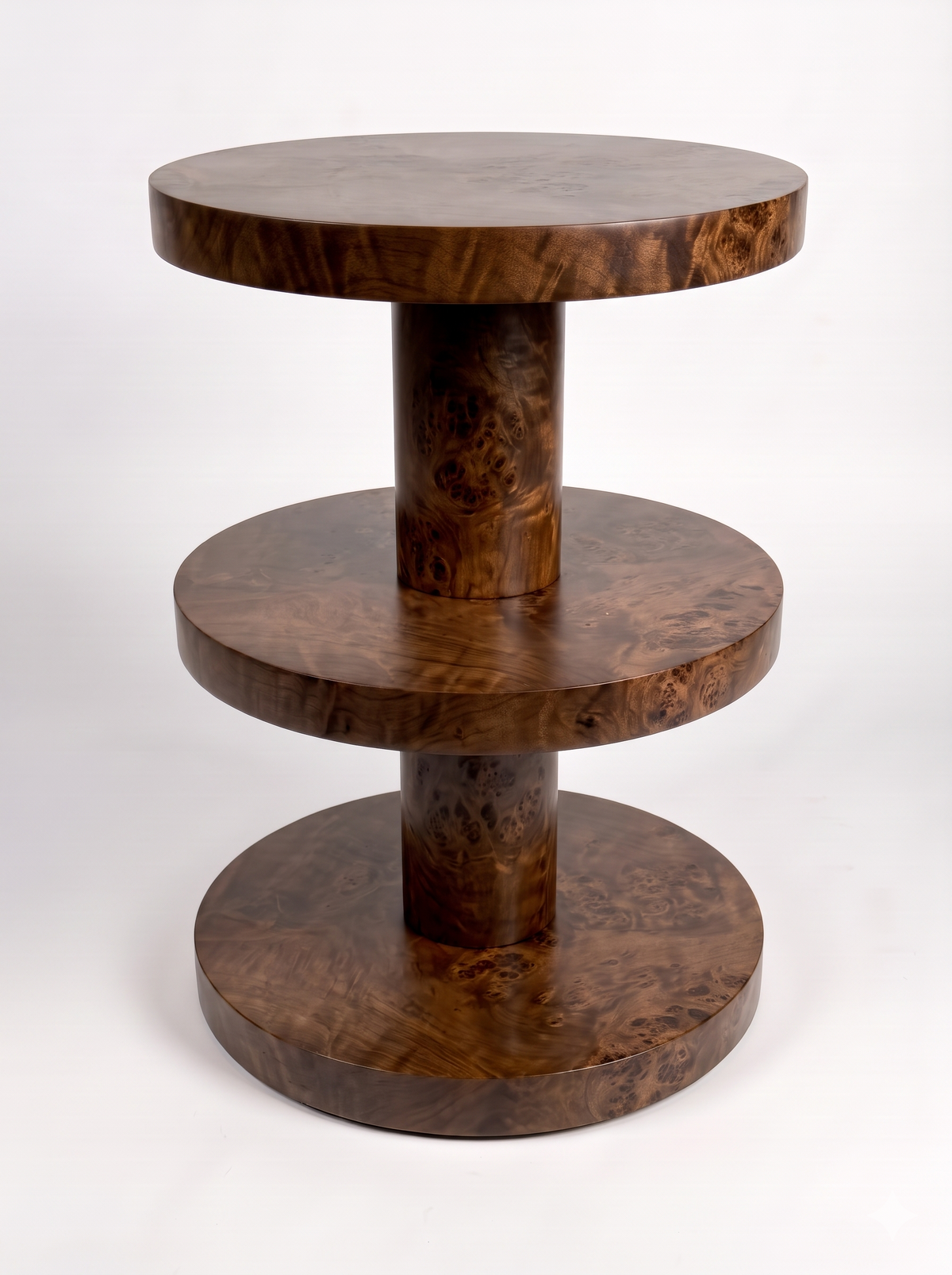 Spool Side Table in Dark Burlwood