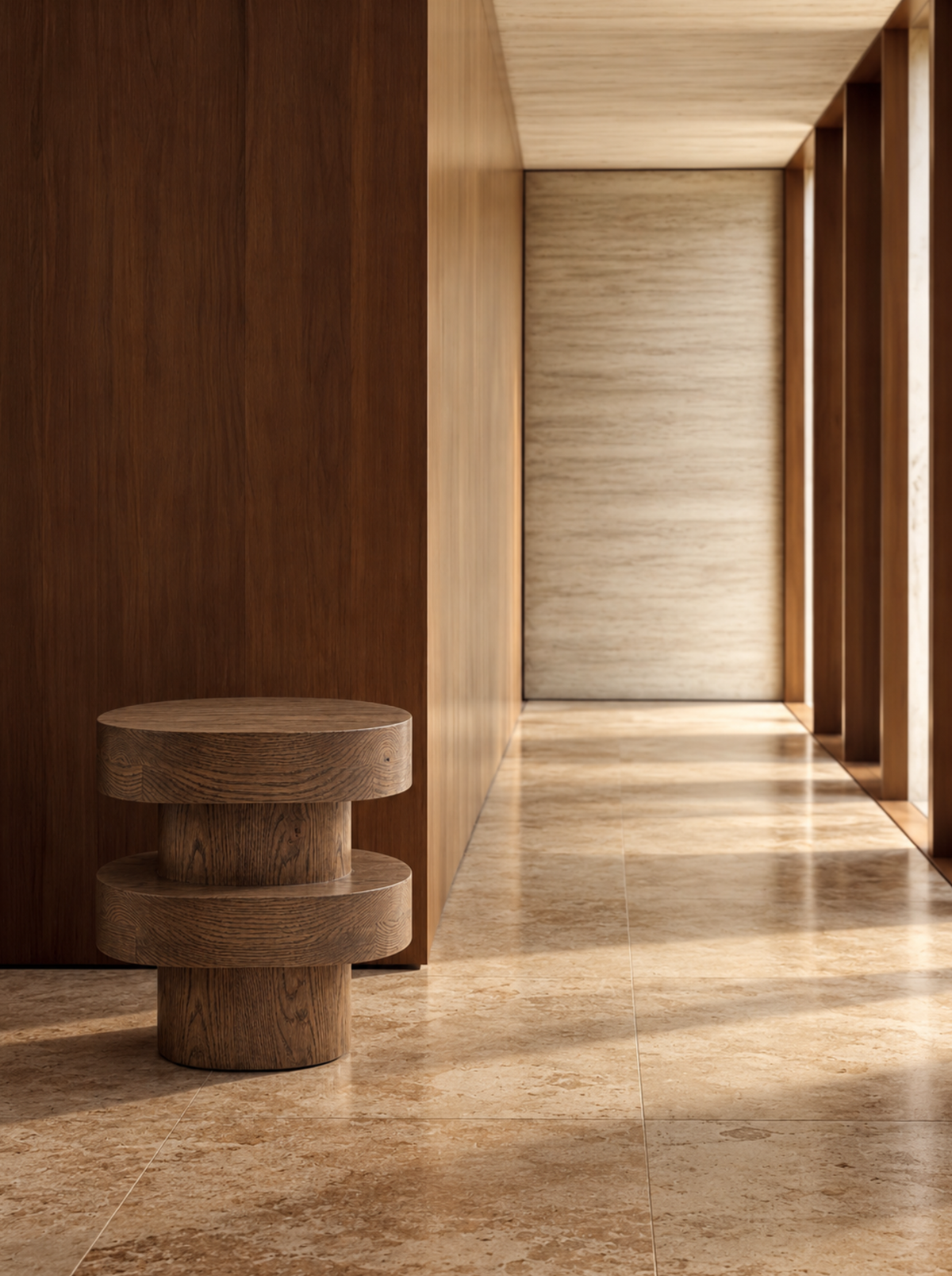 Stack Side Table in Oak Dark, in situ