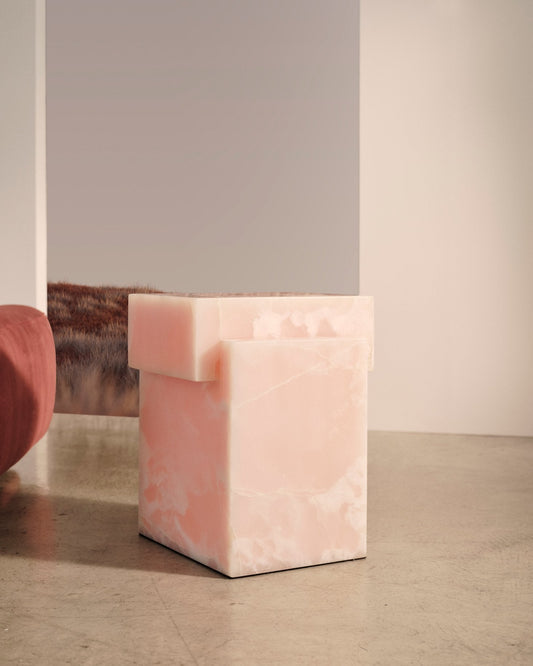 Stacked Side Table - floor stock - pink onyx