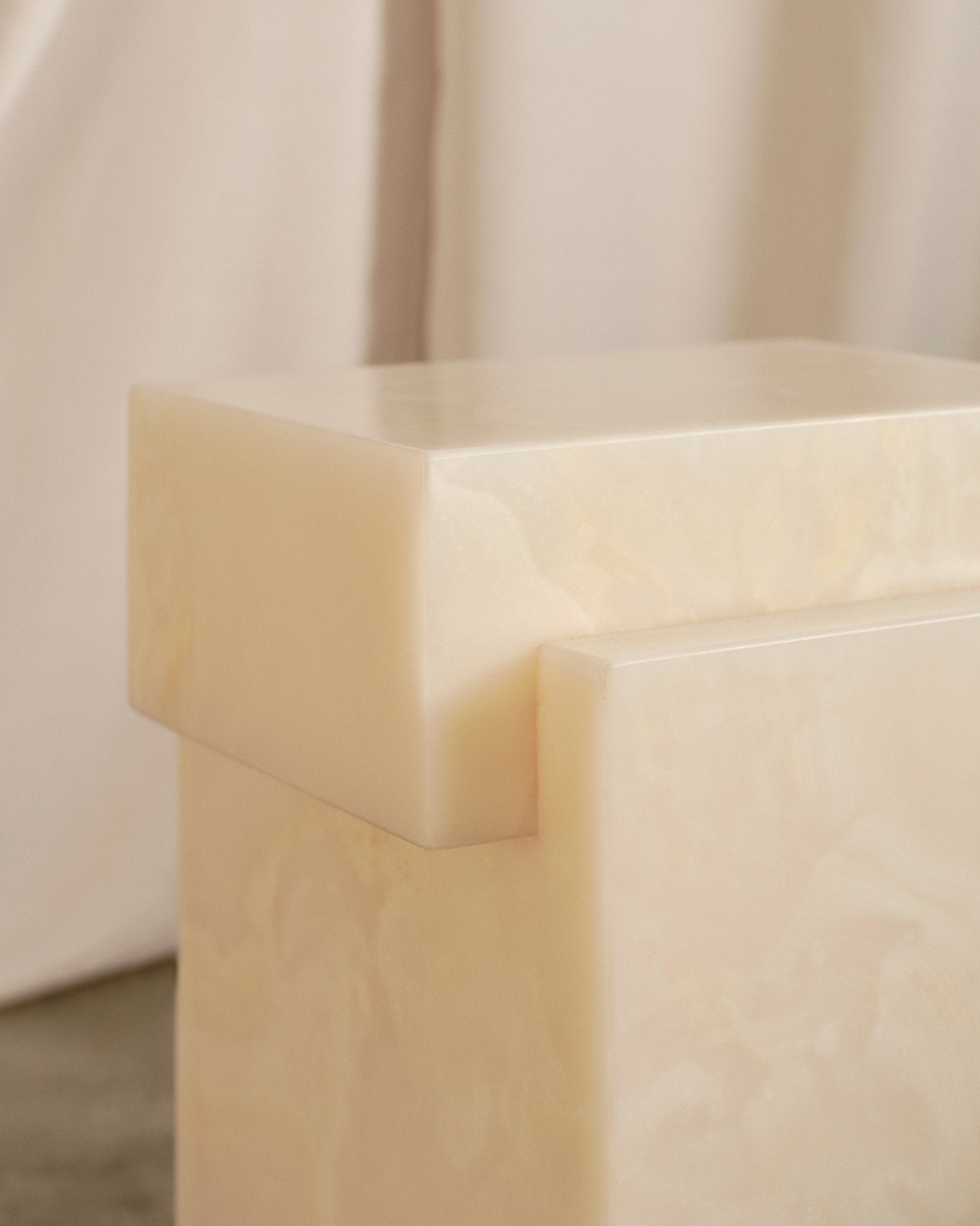 Stacked Side Table - floor stock - white onyx