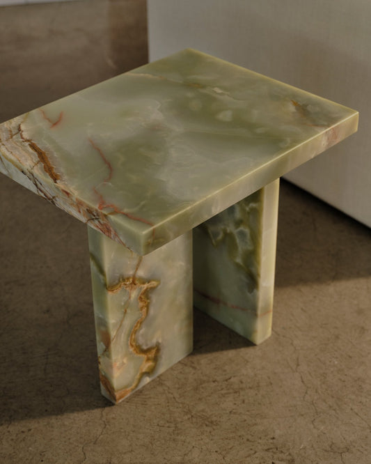 T Side Table floor stock - green onyx